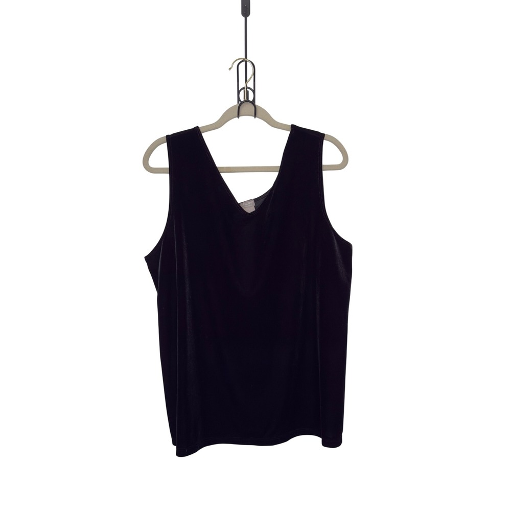 Chico's Travelers Size 3 (16-18) Black V Neck Velvet Minimalist Tank Normcore